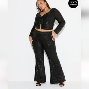 Torrid Love Sick Black Sequin Flare Pant